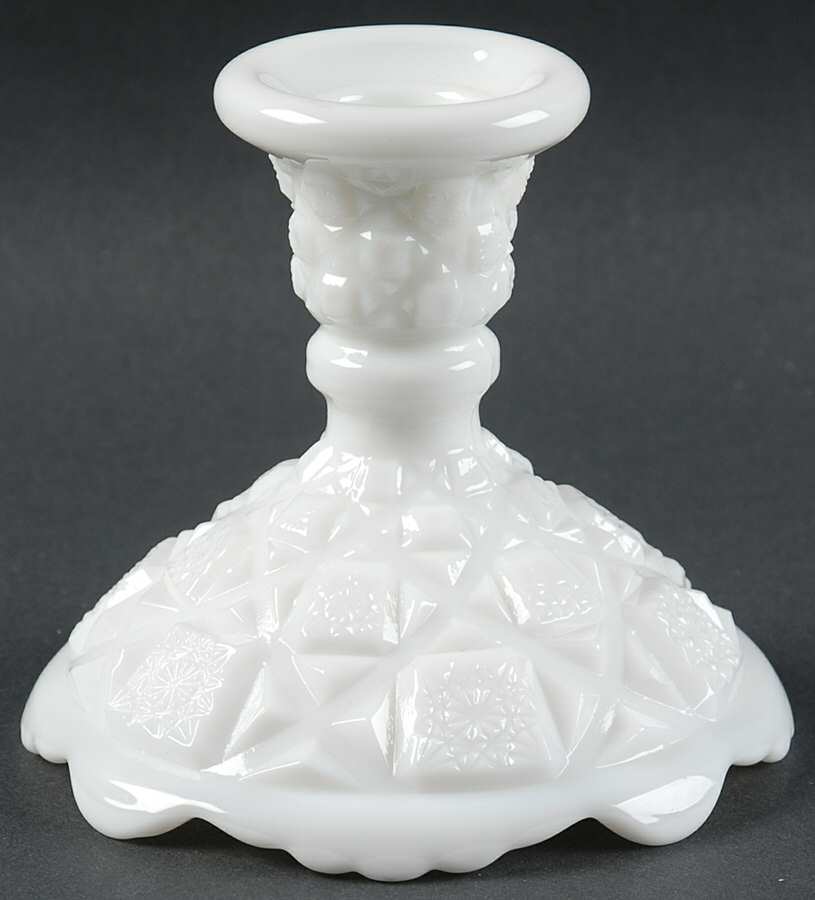 Old Quilt (Milk Glass) Single Light Candlestick by Westmoreland-1
