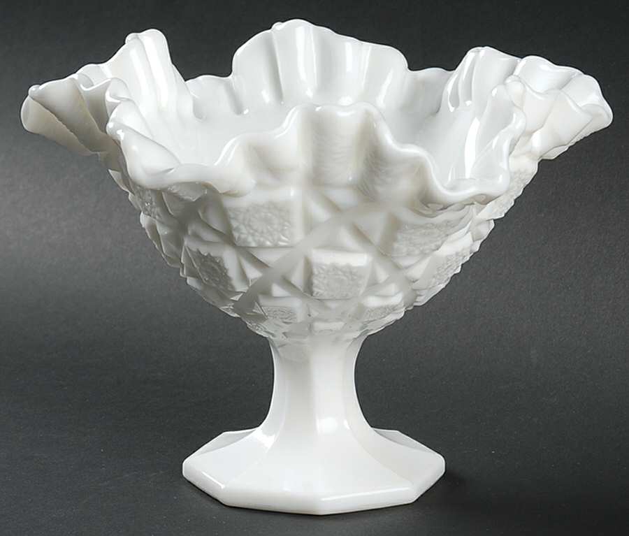 Old Quilt (Milk Glass) Round Compote (Height X Width) by Westmoreland-1