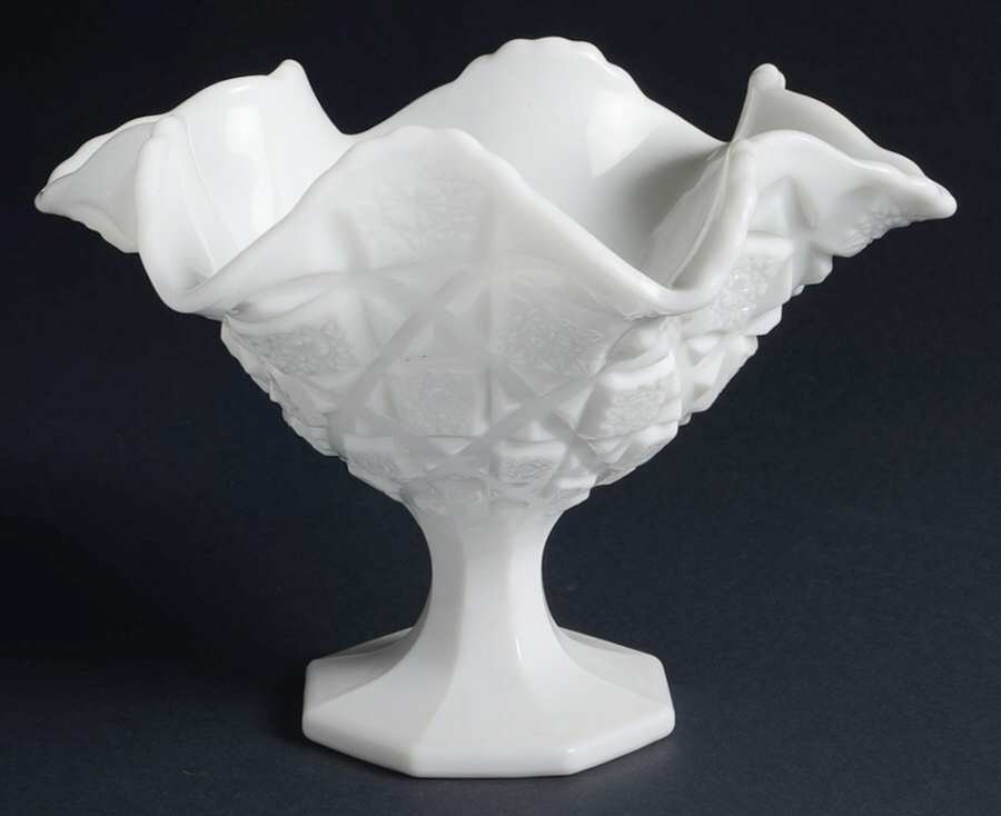 Old Quilt (Milk Glass) Round Compote (Height X Width) by Westmoreland-1