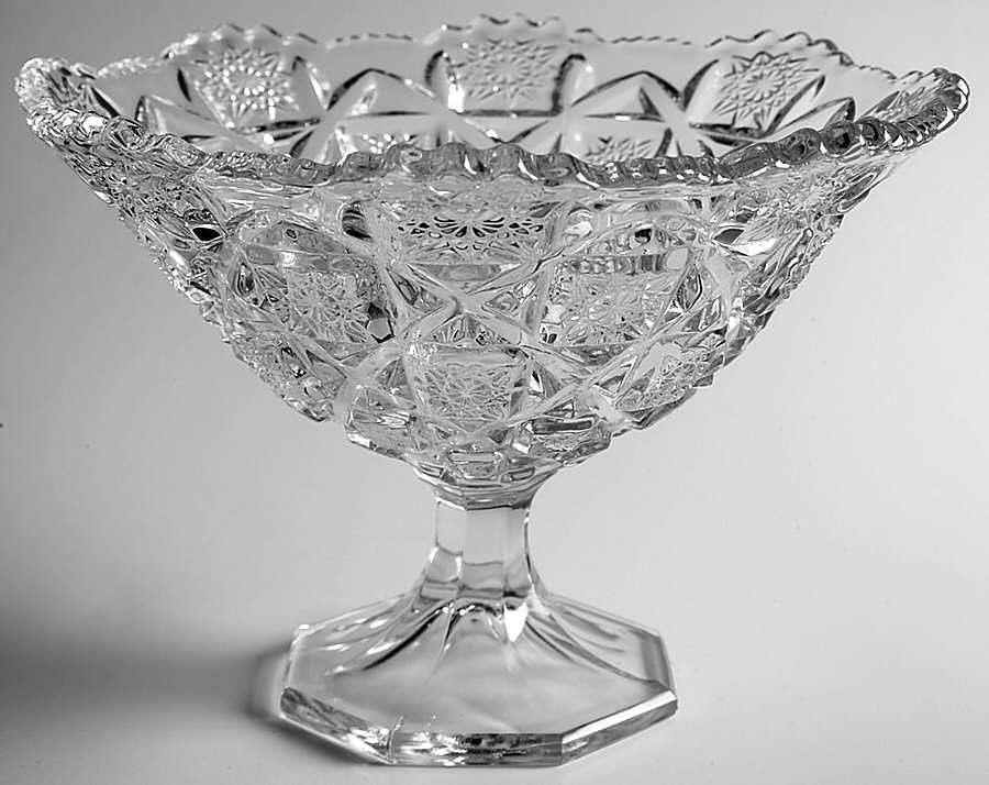 Old Quilt Clear Footed Round Bowl by Westmoreland-1