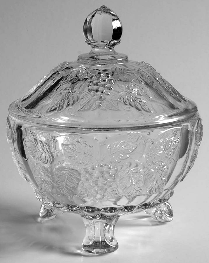 Paneled Grape Clear Candy Dish & Lid by Westmoreland-1