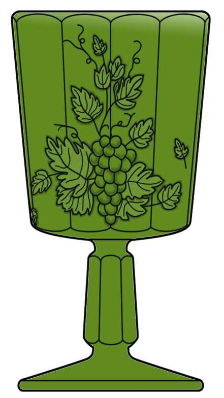 Paneled Grape Olive Green Water Goblet by Westmoreland-1