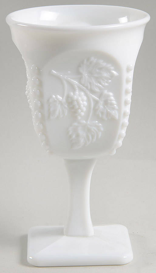Paneled Grape Milk Glass Water Goblet by Westmoreland-1