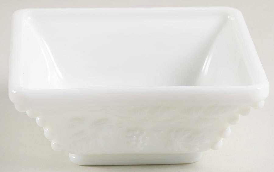 Paneled Grape Milk Glass 4" Beaded Flared Bowl No Lid by Westmoreland-1