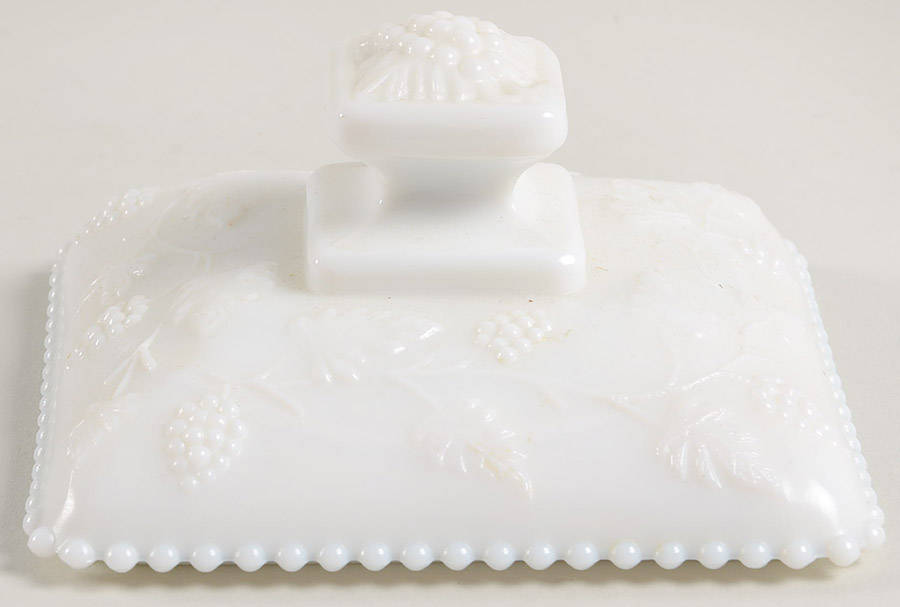 Paneled Grape Milk Glass Lid for 4" Beaded Flared Bowl by Westmoreland-1