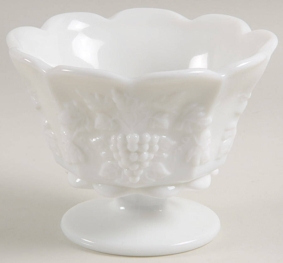 Paneled Grape Milk Glass 4" Footed Open Candy Dish by Westmoreland-1