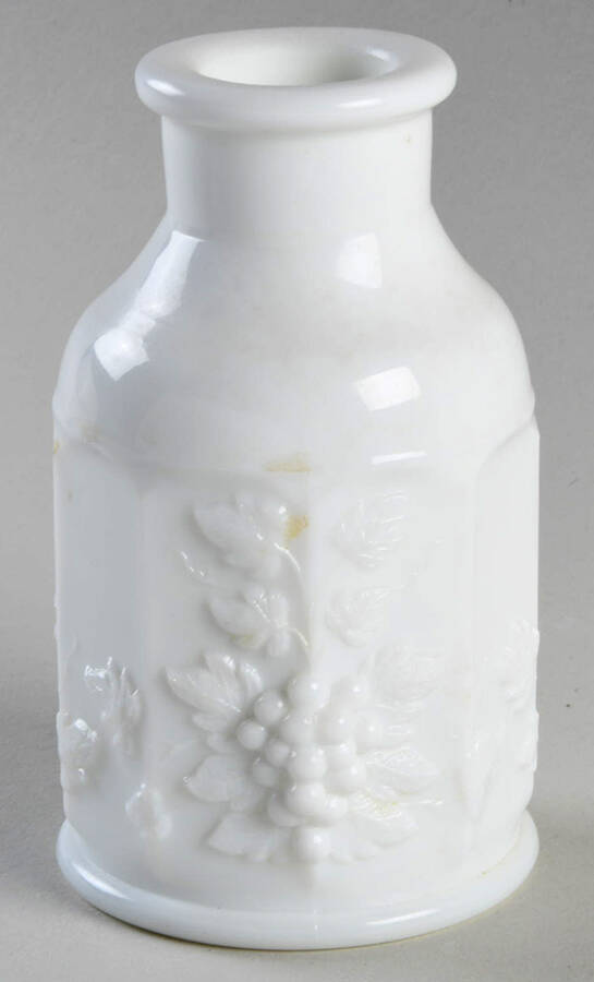 Paneled Grape Milk Glass Round Perfume Bottle No Stopper by Westmoreland-1