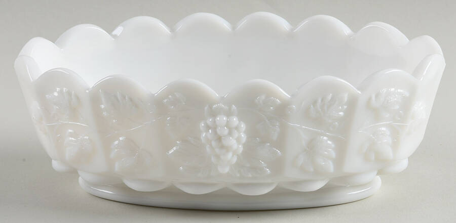 Paneled Grape Milk Glass Nut Dish by Westmoreland-1