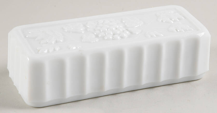 Paneled Grape Milk Glass Lid for 1/4 Pound Butter by Westmoreland-1