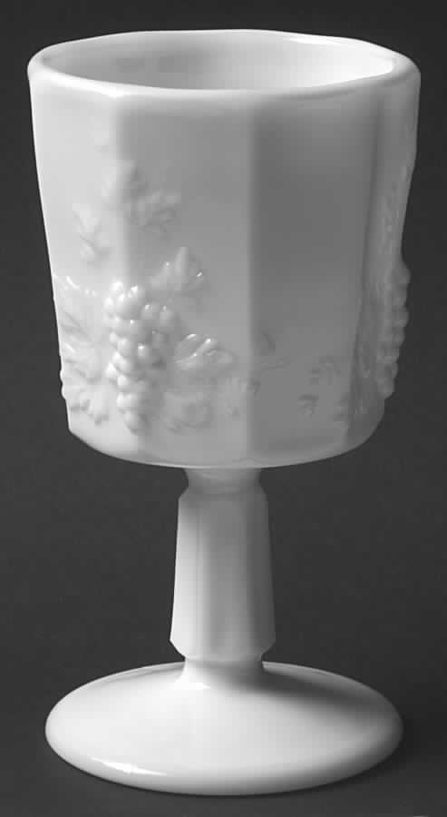 Paneled Grape Milk Glass Water Goblet by Westmoreland-1