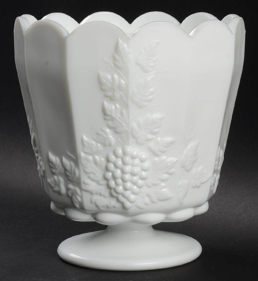 Paneled Grape Milk Glass Large Canister No Lid by Westmoreland-1