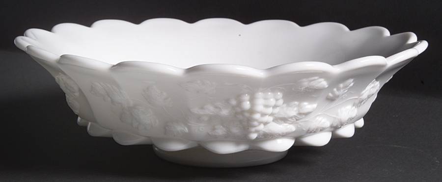Paneled Grape Milk Glass Footed Bowl by Westmoreland-1