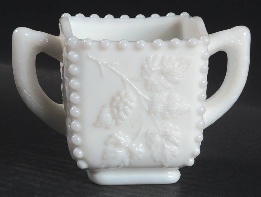 Paneled Grape Milk Glass Open Sugar by Westmoreland-1