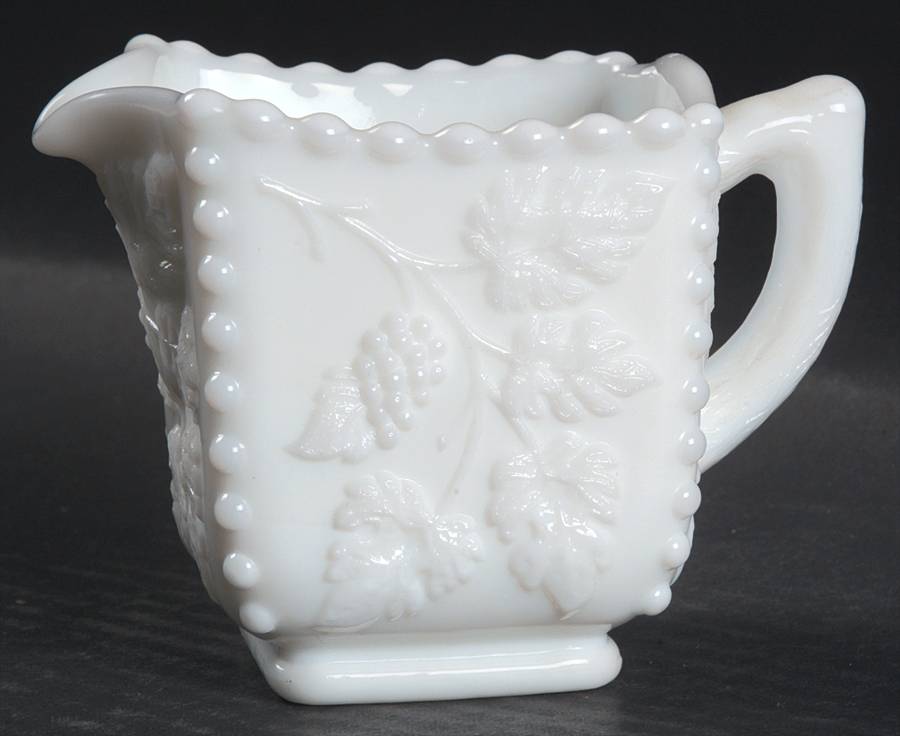 Paneled Grape Milk Glass Creamer by Westmoreland-1