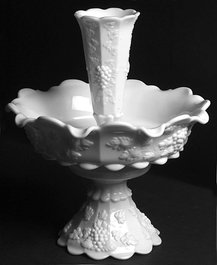 Paneled Grape Milk Glass (3 Piece) Epergne Set by Westmoreland-1