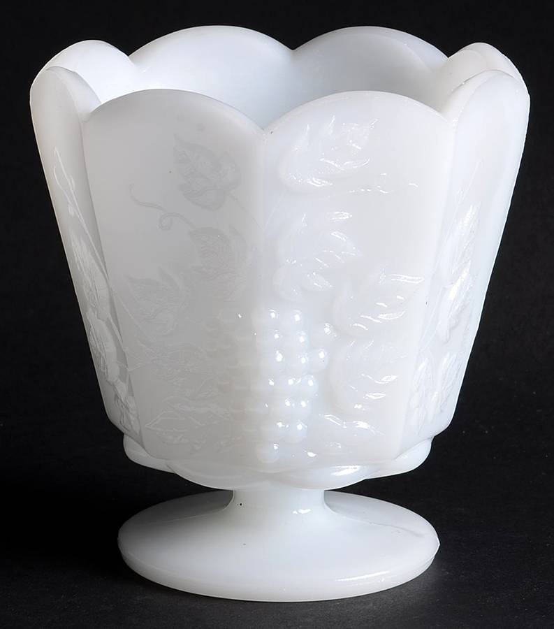 Paneled Grape Milk Glass Small Canister No Lid by Westmoreland-1