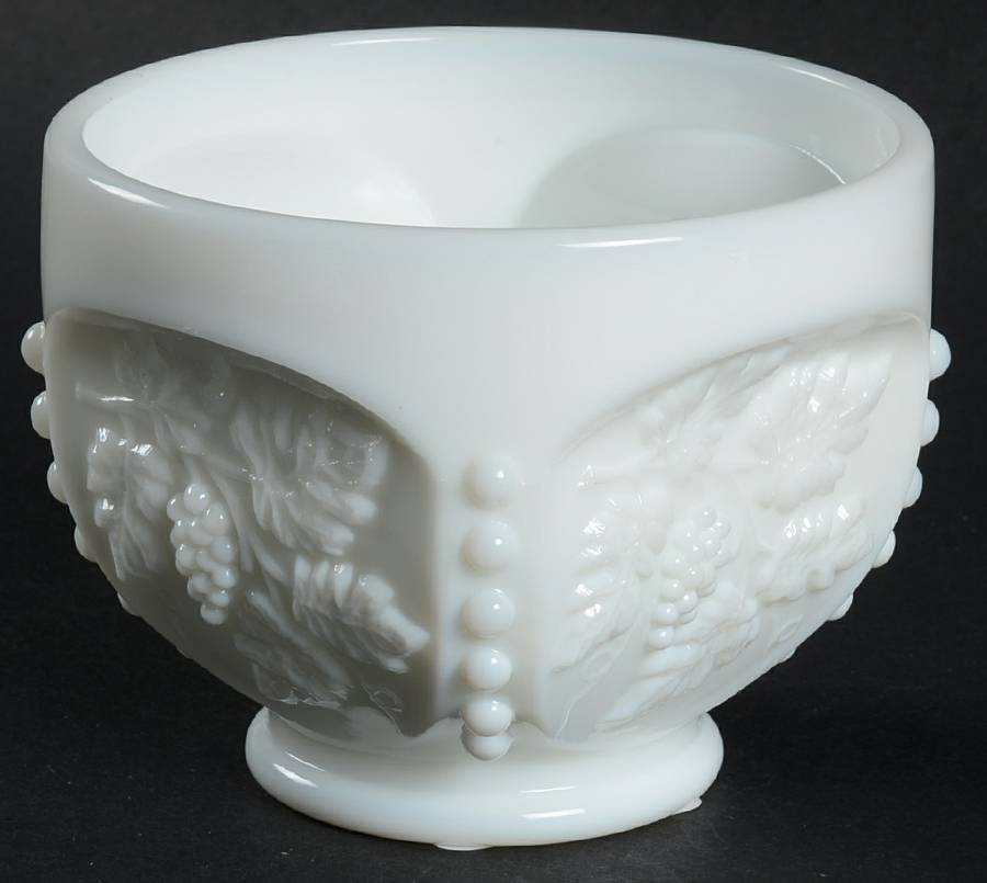 Paneled Grape Milk Glass Bead Oyster or Fruit Cocktail by Westmoreland-1
