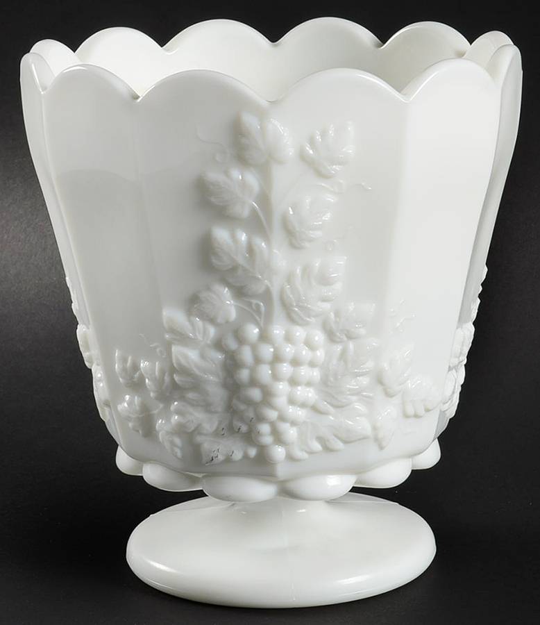Paneled Grape Milk Glass Medium Canister No Lid by Westmoreland-1