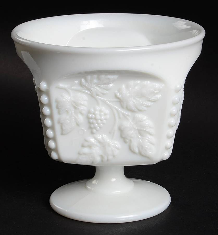 Paneled Grape Milk Glass Beaded Mayonnaise by Westmoreland-1