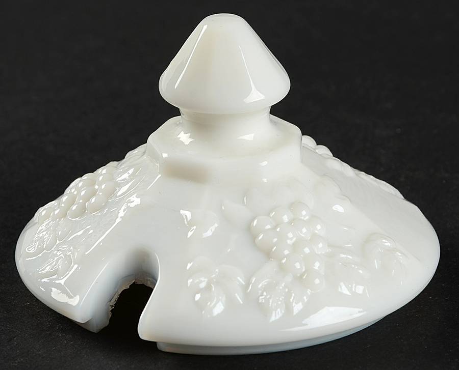 Paneled Grape Milk Glass Lid for Marmalade (Old Fashioned Base) by Westmoreland-1