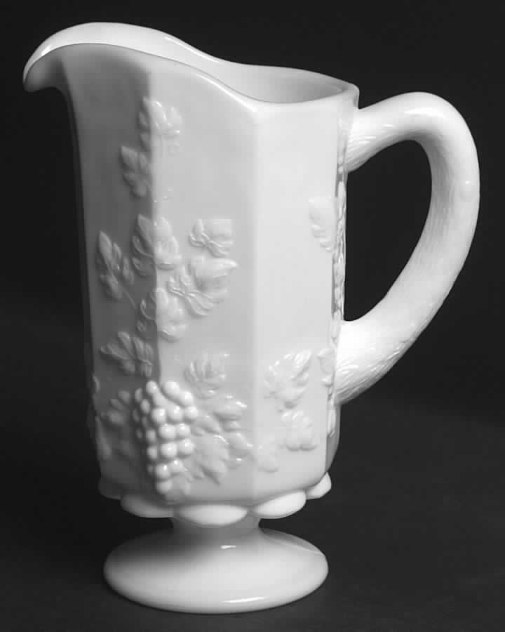 Paneled Grape Milk Glass Pint Pitcher by Westmoreland-1