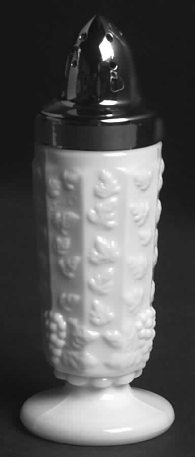 Paneled Grape Milk Glass Footed Shaker & Metal Lid by Westmoreland-1