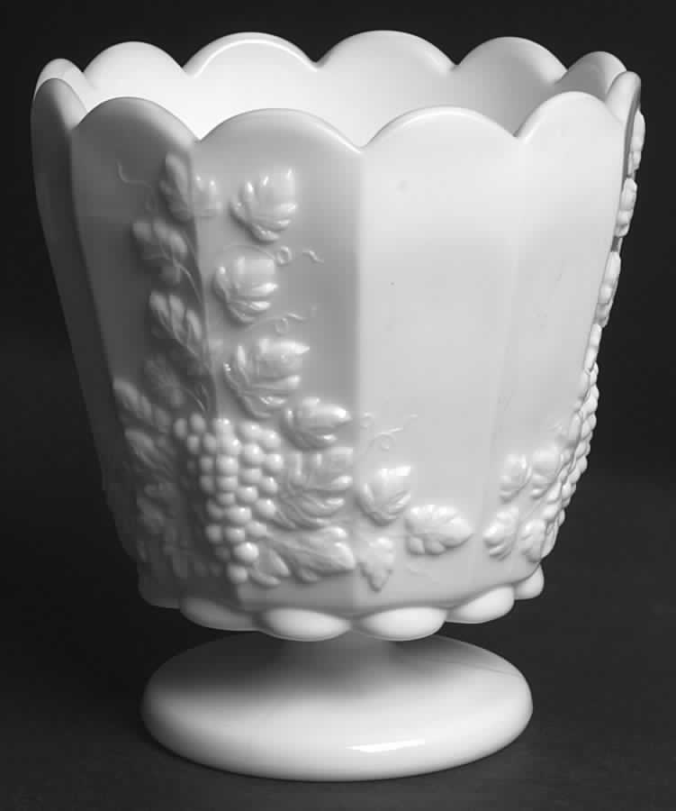 Paneled Grape Milk Glass Large Footed Straight Jardiniere by Westmoreland-1