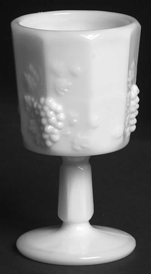 Paneled Grape Milk Glass Wine Glass by Westmoreland-1