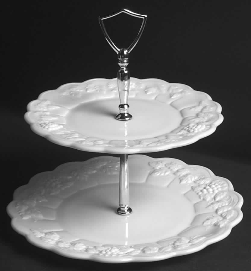 Paneled Grape Milk Glass 2 Tier Serving Tray by Westmoreland-1