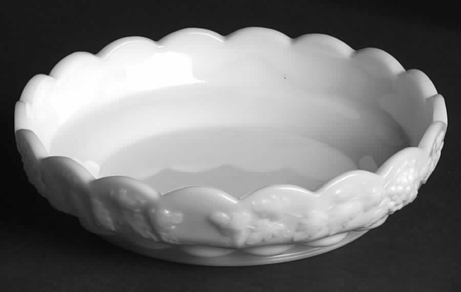Paneled Grape Milk Glass 6" Shallow Round Bowl by Westmoreland-1