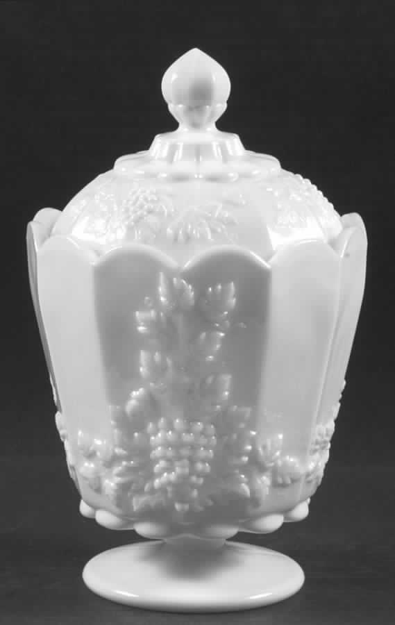 Paneled Grape Milk Glass Medium Canister & Lid by Westmoreland-1