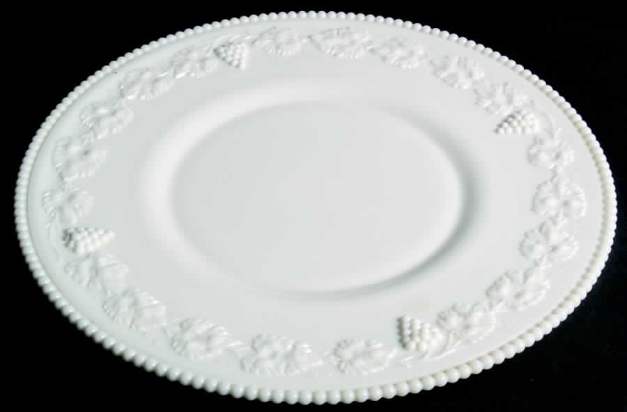 Paneled Grape Milk Glass 15" Beaded Torte Plate by Westmoreland-1