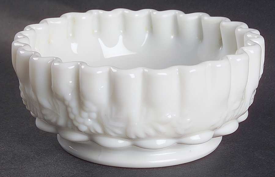 Paneled Grape Milk Glass Small Fruit Dessert Bowl by Westmoreland-1
