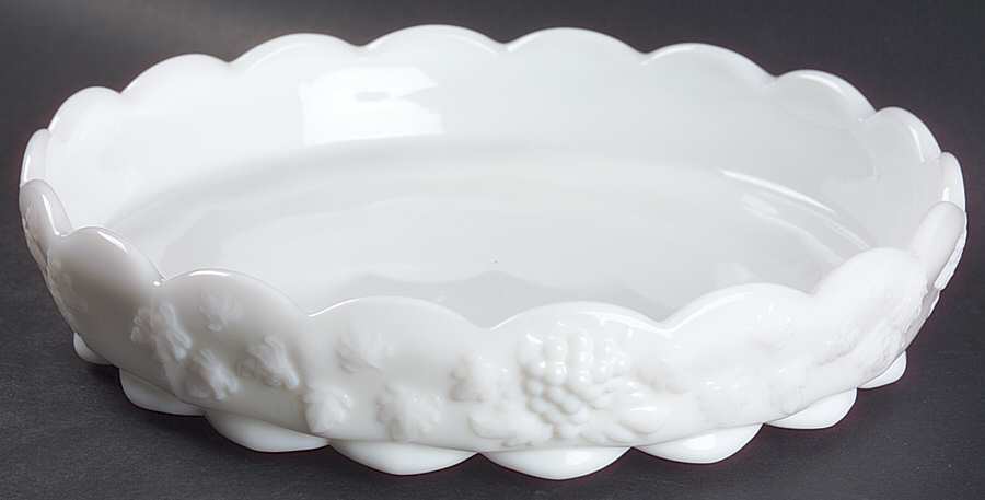 Paneled Grape Milk Glass 8" Shallow Round Bowl by Westmoreland-1