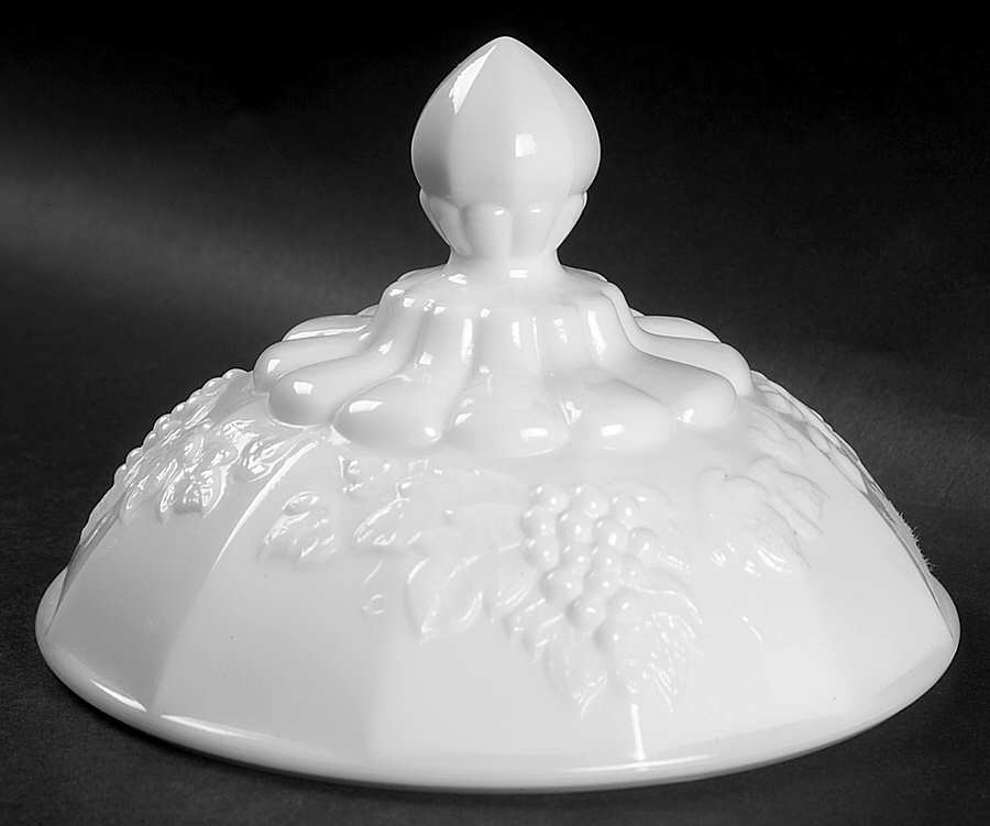 Paneled Grape Milk Glass Lid for Large Canister by Westmoreland-1