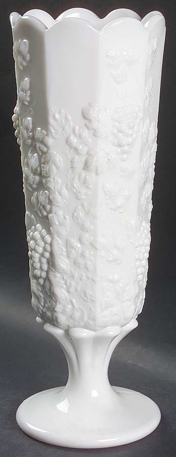 Paneled Grape Milk Glass 12" Straight Vase by Westmoreland-1
