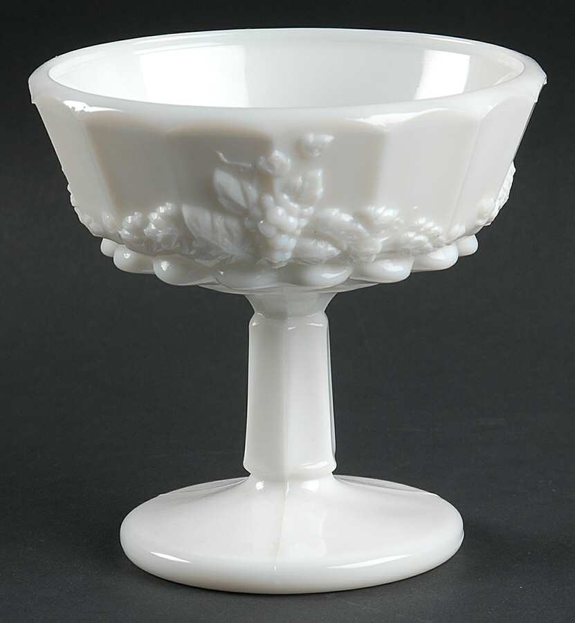 Paneled Grape Milk Glass Compote No Lid by Westmoreland-1
