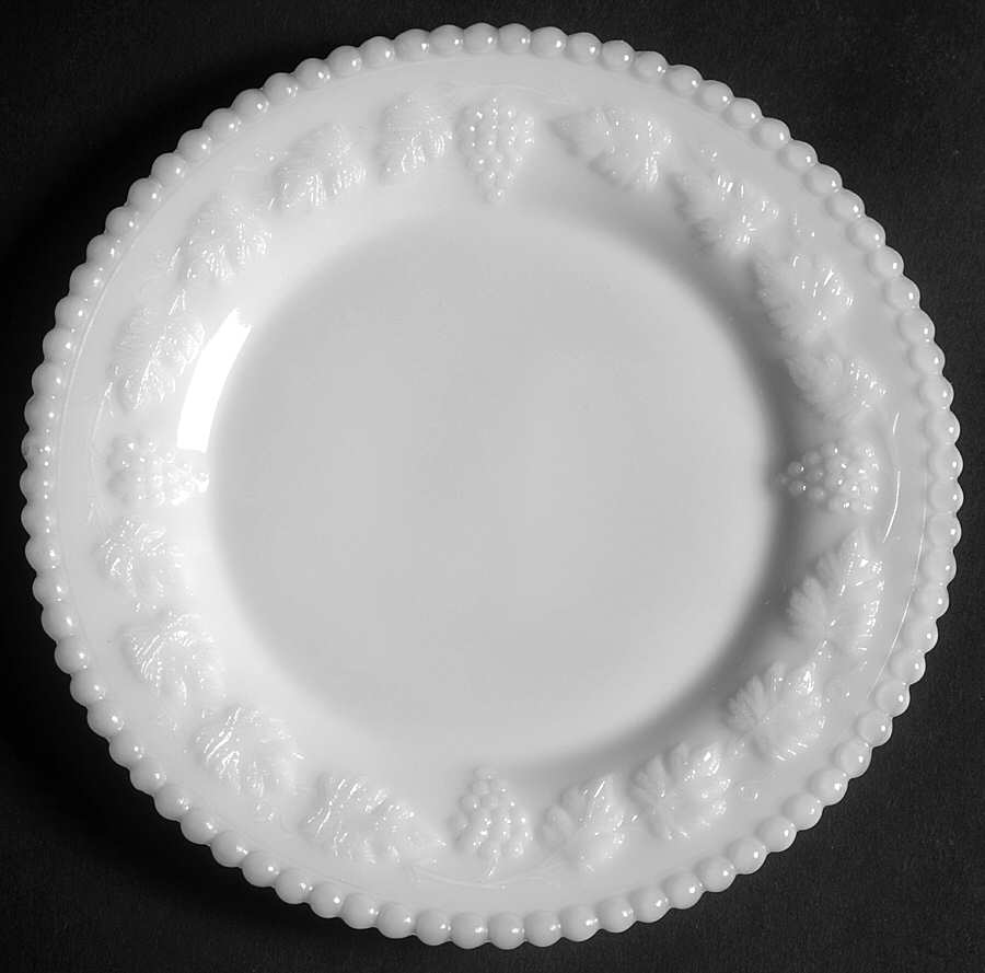 Paneled Grape Milk Glass Beaded Bread & Butter Plate by Westmoreland-1
