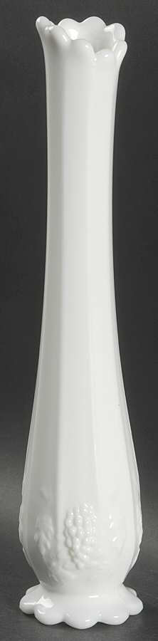 Paneled Grape Milk Glass 10"-12" Scalloped Foot Bud Vase by Westmoreland-1