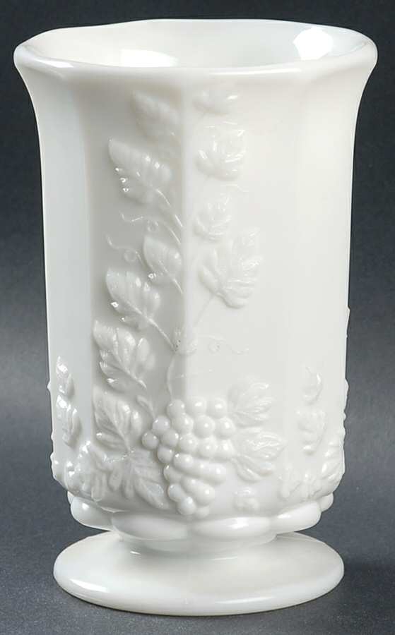 Paneled Grape Milk Glass Celery Vase with Bell Rim by Westmoreland-1