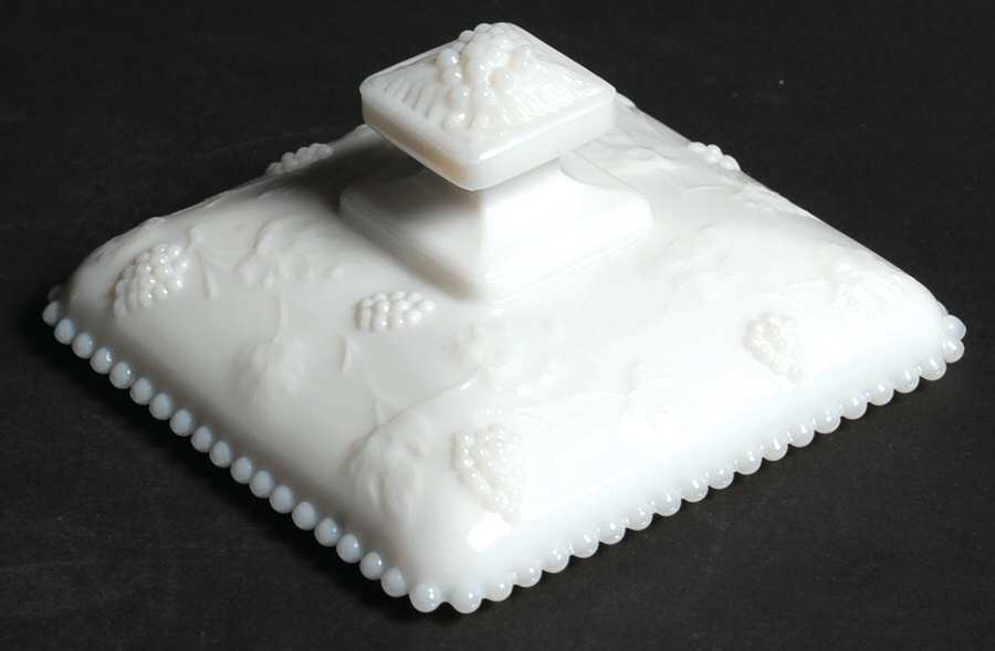 Paneled Grape Milk Glass Lid for Beaded Honey Dish by Westmoreland-1