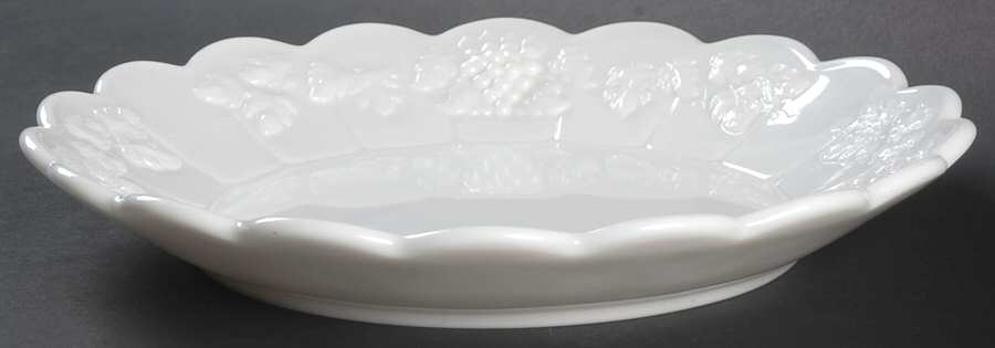 Paneled Grape Milk Glass 10" Shallow Round Bowl by Westmoreland-1