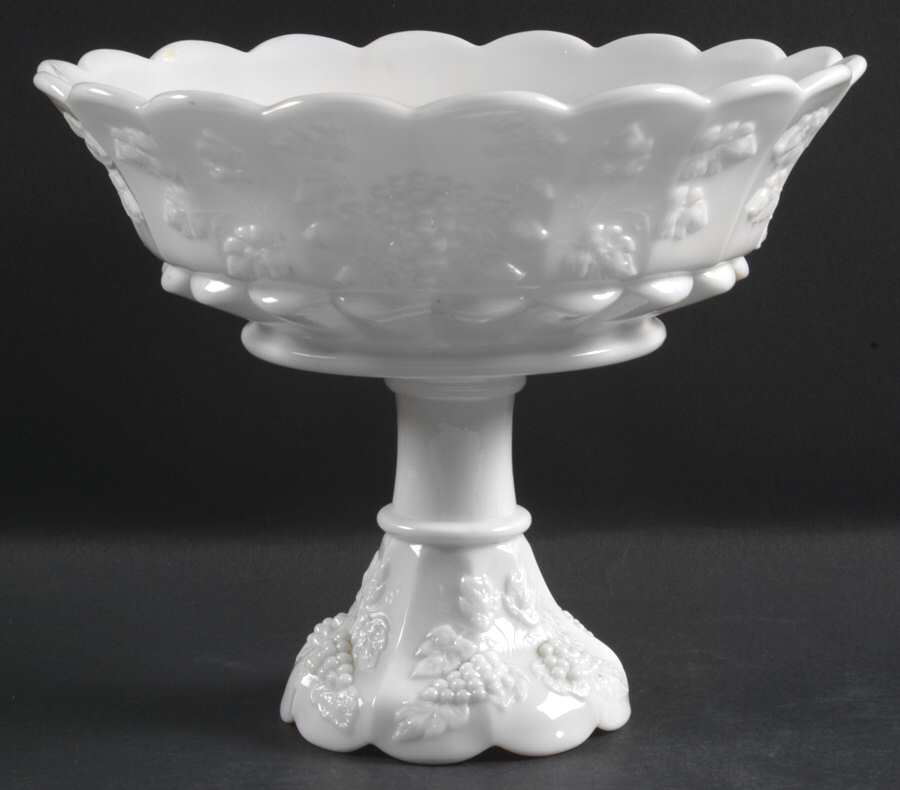 Paneled Grape Milk Glass 9" Belled Bowl by Westmoreland-1