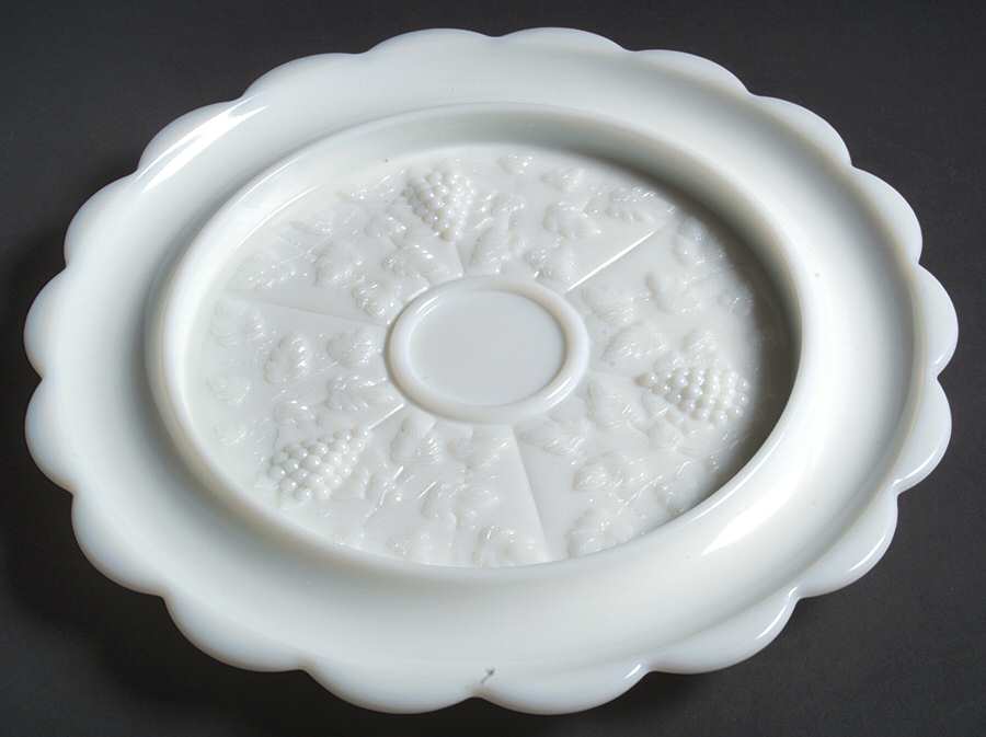 Paneled Grape Milk Glass Round Canape Serving Platter by Westmoreland-1