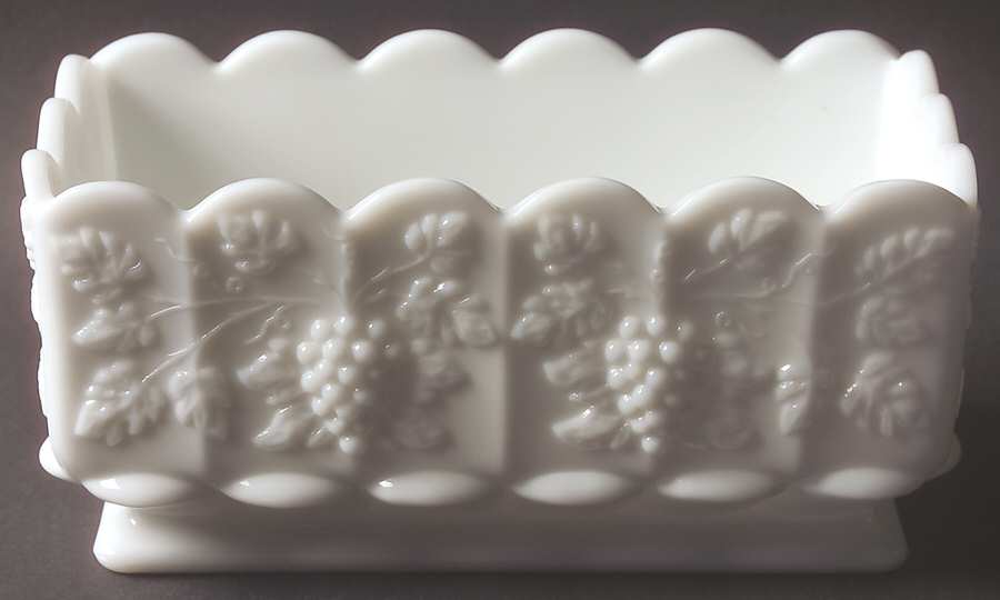 Paneled Grape Milk Glass Medium Planter by Westmoreland-1