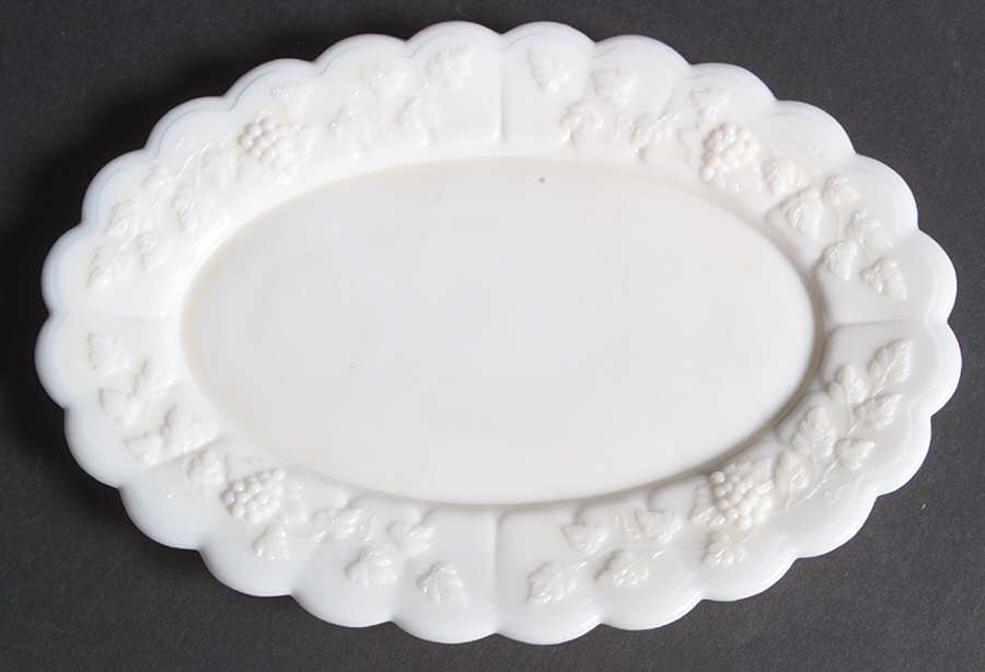 Paneled Grape Milk Glass 9" Oval Platter by Westmoreland-1