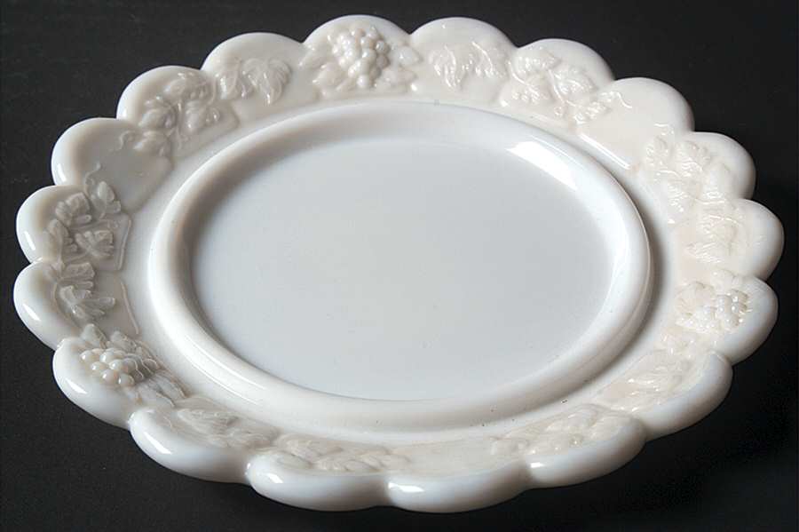 Paneled Grape Milk Glass Cheese Dish No Lid by Westmoreland-1
