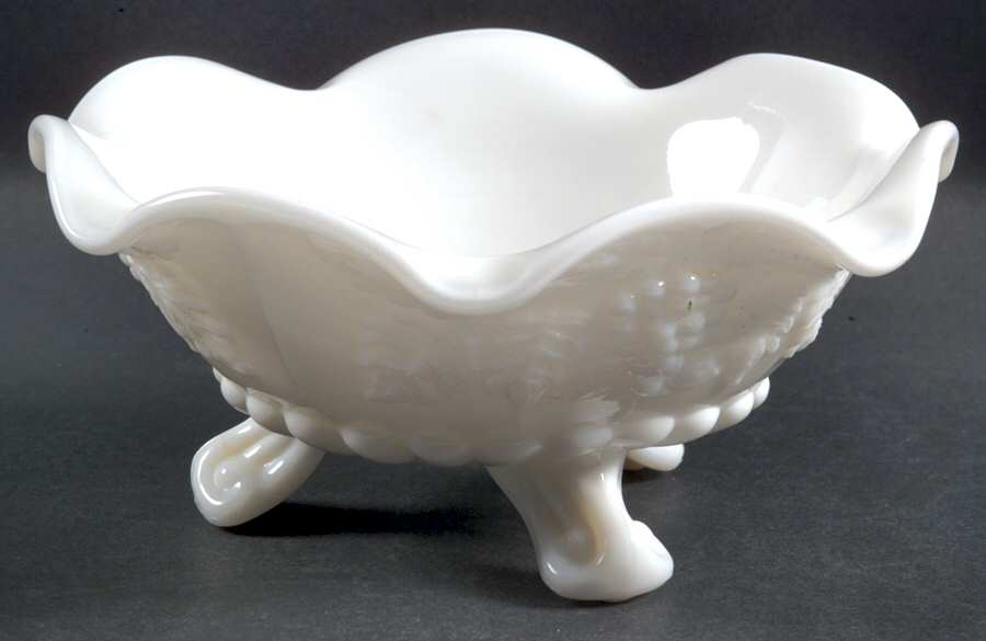 Paneled Grape Milk Glass Lipped Candy Dish by Westmoreland-1