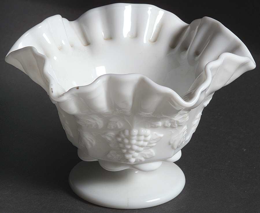 Paneled Grape Milk Glass Open Candy Dish by Westmoreland-1