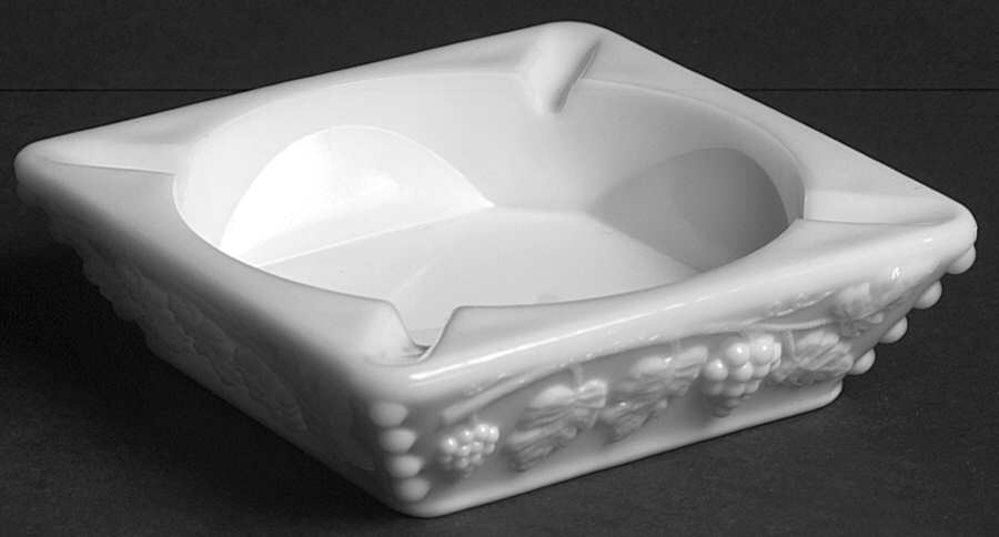 Paneled Grape Milk Glass Medium Square Ashtray by Westmoreland-1